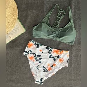 Cupshe green and floral bikini